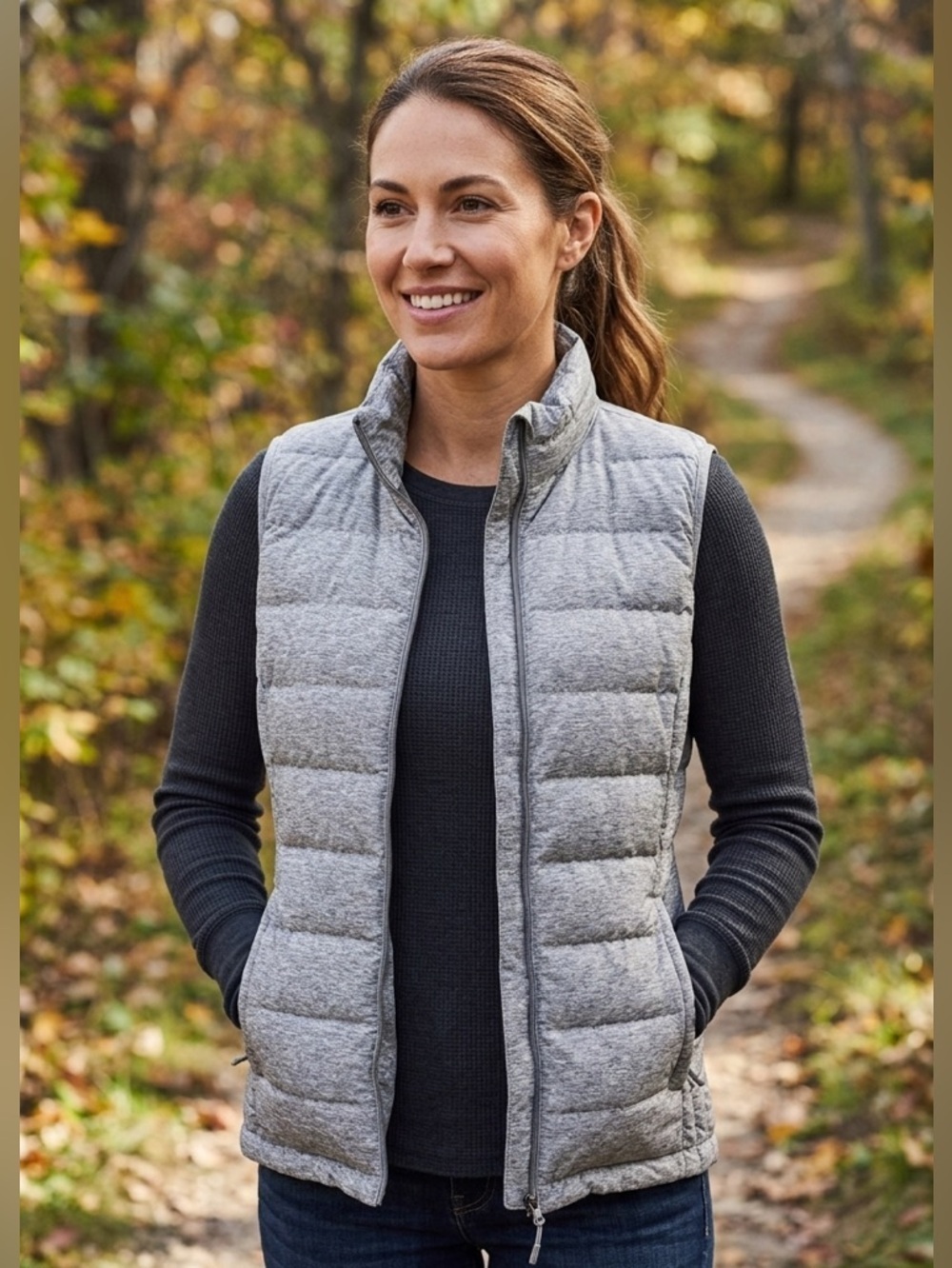 Heat Gear | Heather Gray Puffer Down-Feather Blend Vest | Sz XL